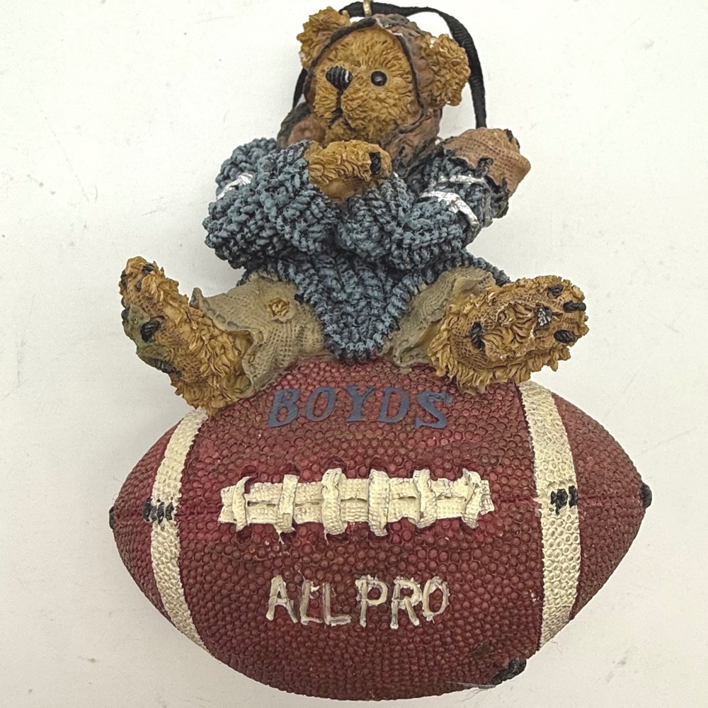 Boyds Bear Football Ornament All Pro TBC 1998 Handmade Figurine